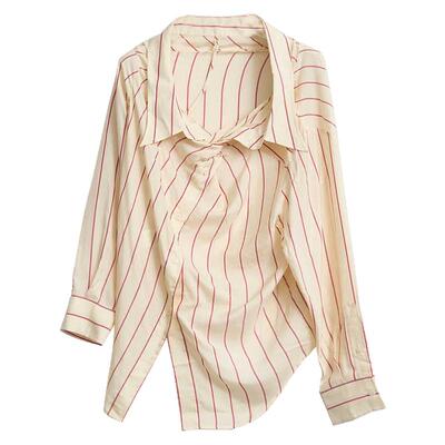 Pushbutton 女士时尚出街条纹露肩衬衣衬衫 银泰百货精品 301596
