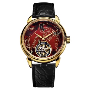 海鸥手表男士大漆工艺牛转乾坤手动机械表男表陀飞轮7052