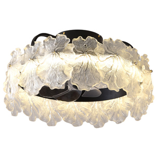 飞朵法式卧室风扇灯吸顶灯奶油风复古轻奢水晶餐厅吊扇灯客厅灯具