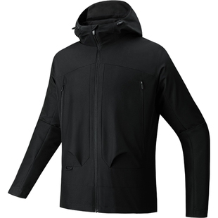 安踏连帽梭织外套男士春季新款冲锋衣防泼水防风商务通勤夹克上衣