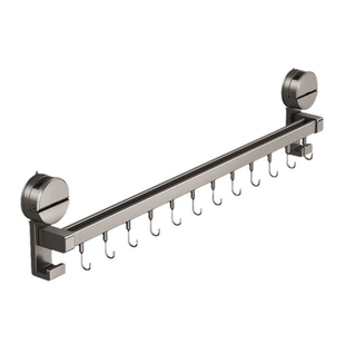 吸盘厨房挂杆免打孔挂钩多功能锅铲勺子挂架壁挂式收纳架置物上墙