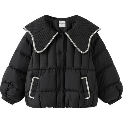 巴拉巴拉女童羽绒服大童加厚小香风外套秋冬款童装儿童黑色中长款