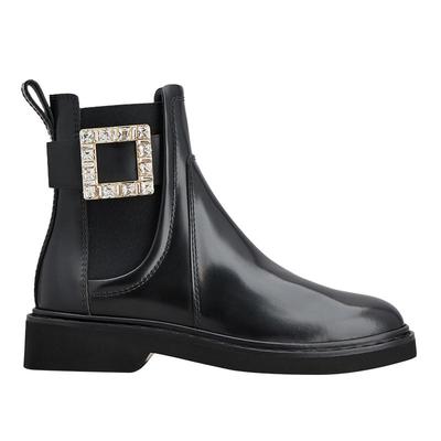 【新年礼物】Roger Vivier/RV女靴Viv Rangers饰扣皮革切尔西靴