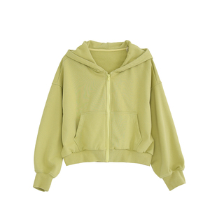 小小大星球童装 巴洛克混纺445g高克重外套 女童春秋短款连帽卫衣