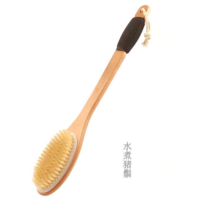 Solid wood curved handle back scrubbing brush, household horsehair bath brush, scrubbing wonder, pig hair bath brush, pig hair back scrubbing brush thumbnail 7