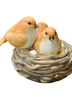 仿真小鸟窝摆件麻雀花园鸟巢装饰