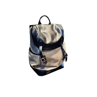 2025年新款真皮帆布背包牛皮电脑包16寸时尚大容量旅行轻便双肩包