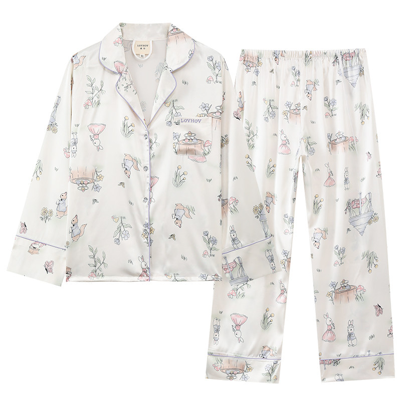 鹿好睡衣女长袖开衫可外穿家居服