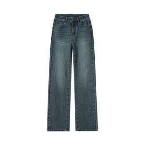 加绒窄版直筒牛仔裤女2025新款冬季流行爆款小个子高腰显瘦阔腿裤