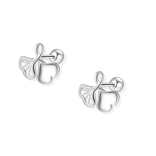 S999纯银银杏叶螺丝耳钉女高级感小众耳环2025新款爆款养耳洞耳饰