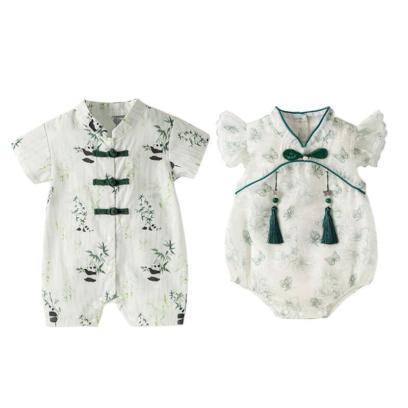 婴儿连体衣夏季外出衣服龙凤胎宝宝百日周岁哈衣新生儿包屁衣夏装