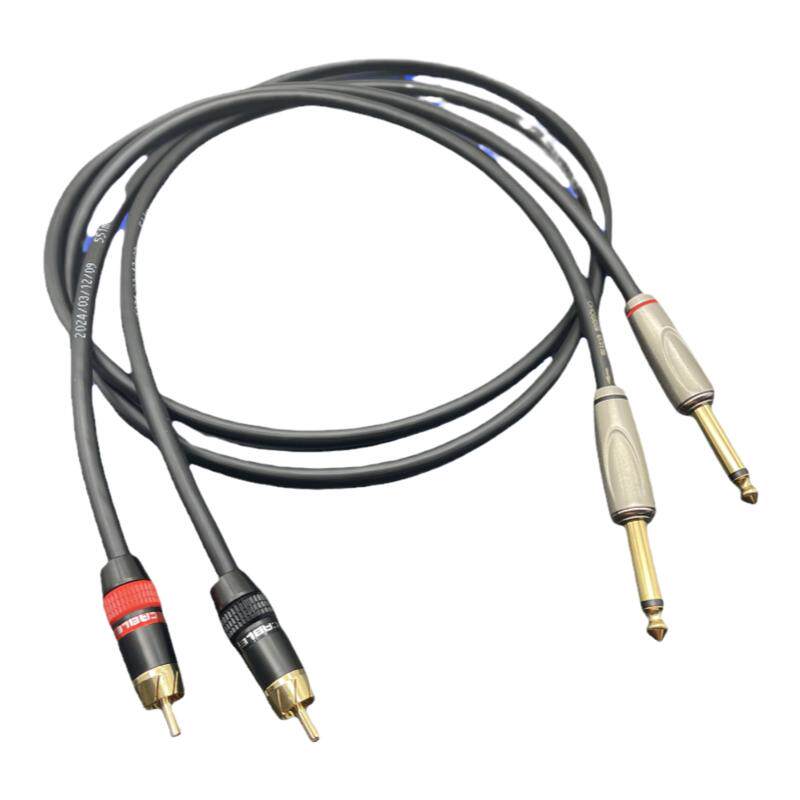 6.5转双莲花音频线大二芯转rca2对2AV转6.35调音台钢琴音箱连接线