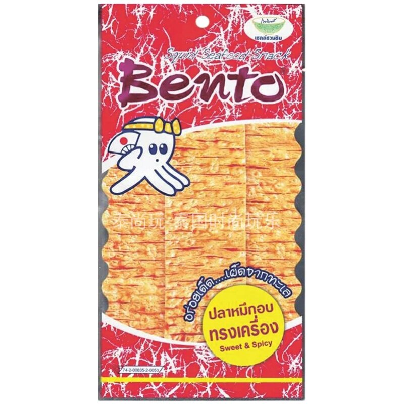 泰国直邮BENTO拌多乐超味鱿鱼片蒜香甜辣手撕即食辣条20g满百包邮