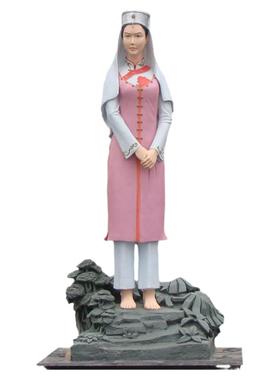 回族少女玻璃钢仿真树脂彩绘人物雕塑民族文化团结主题公园摆件