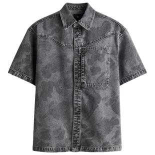 HM男装衬衫春季暗花纹时尚休闲宽松版型牛仔衬衣1271808