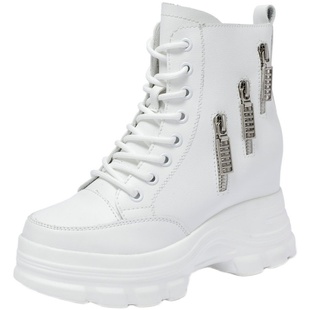 真皮马丁靴2026年新款秋冬加绒厚底百搭内增高8cm短靴休闲百搭女