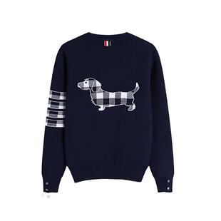 【赠退货宝】TNNE TB春夏新款后背小狗V领开衫四杠针织衫加厚外套