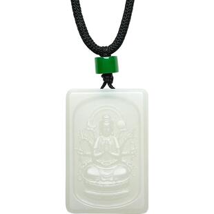 周六福和田玉吊坠无事牌男女玉石千手观音挂绳玉坠项链节日礼物