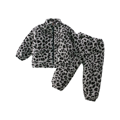 法国ANSEOLA儿童豹纹棉服套装