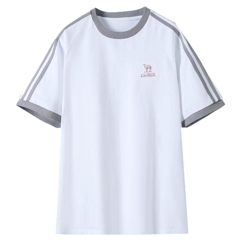 骆驼纯棉T恤女春夏季短袖圆领情侣新款复古宽松运动休闲上衣男