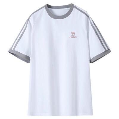 骆驼纯棉T恤女春夏季短袖圆领情侣新款复古宽松运动休闲上衣男