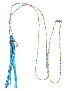 幸运马蹄.纯银荧光粉红与蓝色多彩玻璃珠吊坠 圣诞