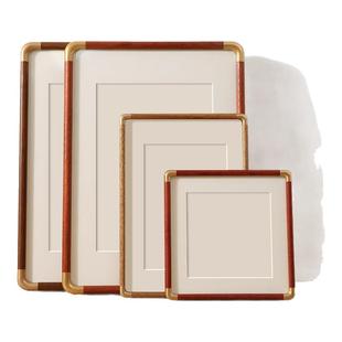 新中式实木空白相框挂墙圆角画框空框摆台A3a4书法作品纸装裱框架