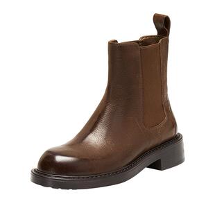 思加图冬季英伦风切尔西靴短靴时装靴粗跟女靴子B6326DD5