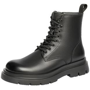 百丽男鞋马丁靴加绒冬新厚底切尔西靴工装靴休闲男靴A1675DD4