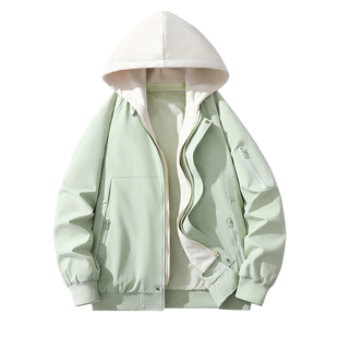 雅鹿男女款户外假两件可拆卸帽夹克2026春季新款青年时尚潮牌外套