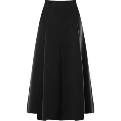 DPLAY黑色毛呢高腰显瘦A字半裙