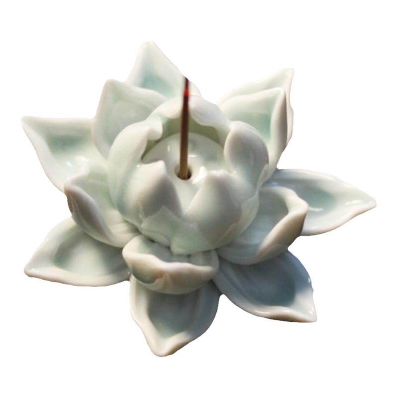 手捏陶瓷莲花线香插小号沉香香炉复古摆件茶宠禅意插香香座香薰炉