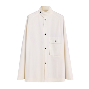 CROWNLESS未冕秋季新品工装风高支棉复古2穿立领抽绳廓形短风衣女