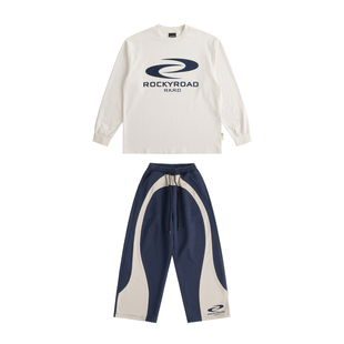 ROCKYROAD童装 | 少儿美式复古街头圆领套头长袖T恤拼接撞色卫裤