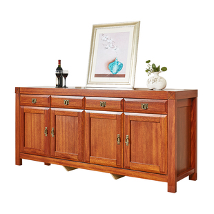 顺心家具实木餐边柜靠墙一体海棠木中式储物柜