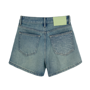 【现货】西草儿6008牛仔短裤女夏热裤宽松绿标高腰薄款a字阔腿裤