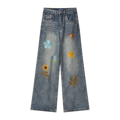 cleanfit牛仔裤刺绣水洗情侣款