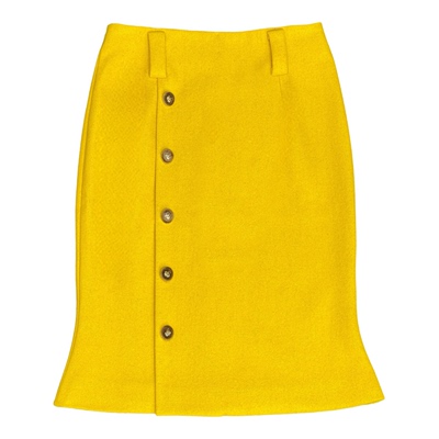 羊毛半精纺黄色小鱼尾裙秋冬季直筒包臀半身裙中长款包臀一步裙女