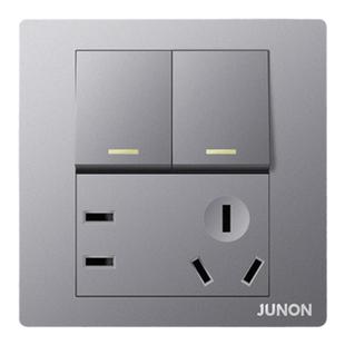 俊朗二开单控五孔插座双控带开关双开单联双联二三插两开5孔面板