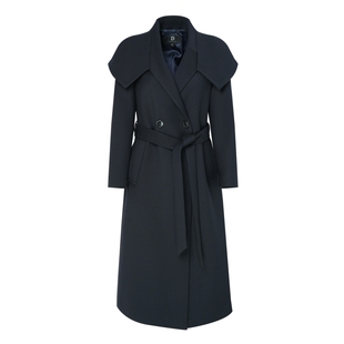 IDPAN女装冬季新款高级感海军设计领H版型长款大衣毛呢外套女