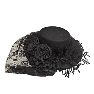 小众设计哥特风流苏吊坠黑色寡妇帽子女Lolita蕾丝花边洛丽塔礼帽