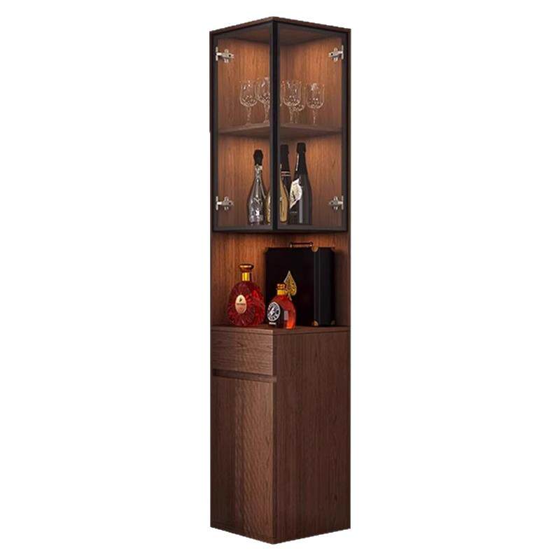 实木玻璃酒柜落地展示转角柜中古角柜