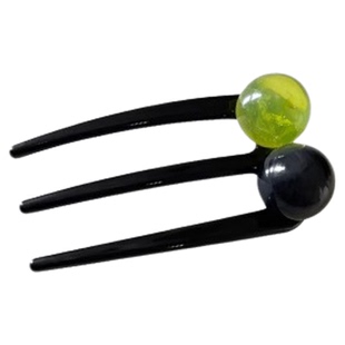 新中式三齿珠珠u型发簪简约丸子头盘发神器插梳古风发钗汉服头饰