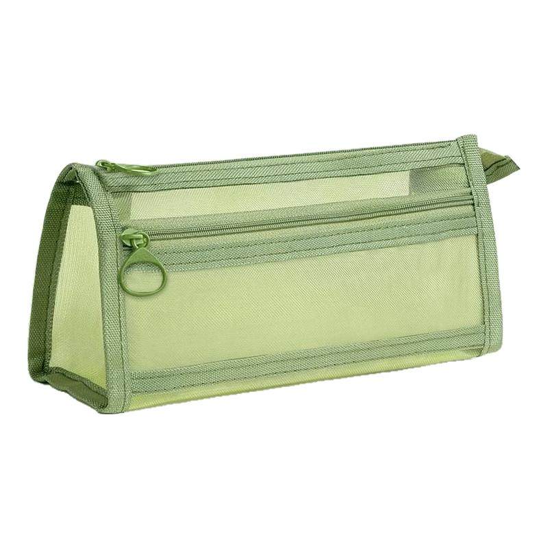双层立体透明网纱笔袋考试专用新款大容量文具袋初中女生简约文具