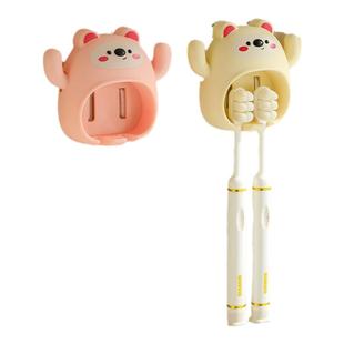 小熊牙刷架牙刷置物架家用壁挂式免打孔牙刷杯架卫生间浴室牙刷架