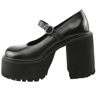 JUICE PARK法式新中式高跟一字型玛丽珍鞋白色辣妹鞋jk制服辣妹鞋