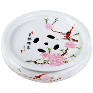 功夫茶盘储水圆形茶海茶台紫砂大茶盘陶瓷茶具小号简约家用茶托盘