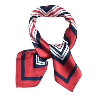 商务职业蓝红白条纹小围巾衬衣西服配方巾装饰百搭春秋款丝巾装饰