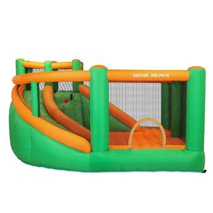 博士豚双滑梯充气城堡家用室内外儿童蹦床滑梯带护网玩具屋充气堡