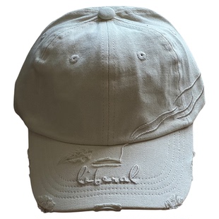 自由主义者.刺绣线条.潮牌破坏风破洞做旧棒球帽子男女加深鸭舌帽